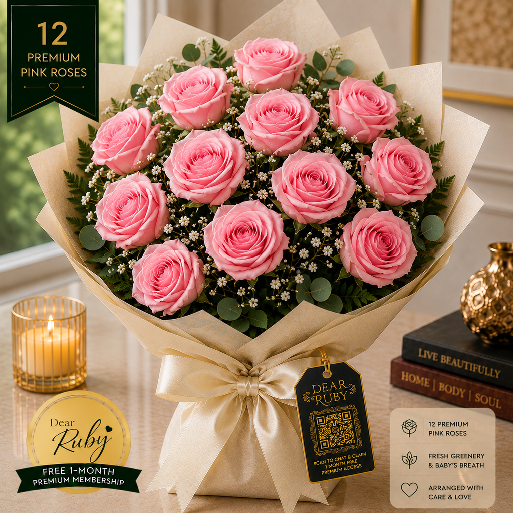 Ruby Heritage 12: Blush Silk Stems | Hand-Arranged Wrapped