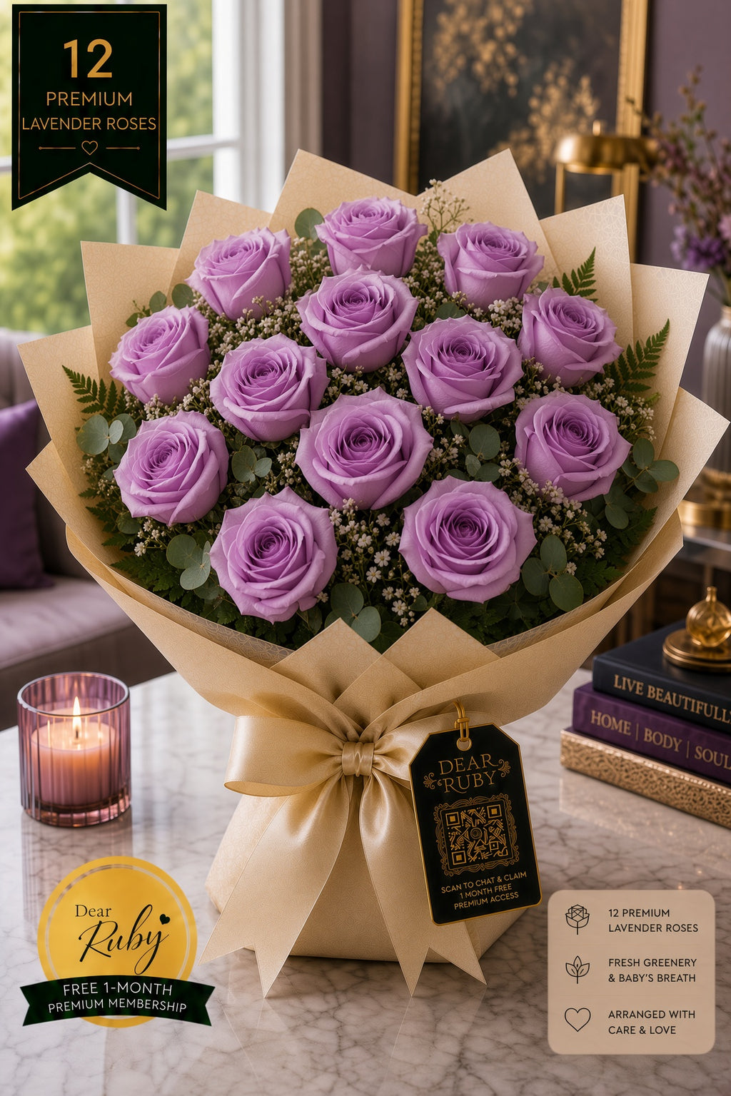 Ruby Heritage 12: Dusk Amethyst Stems | Hand-Arranged