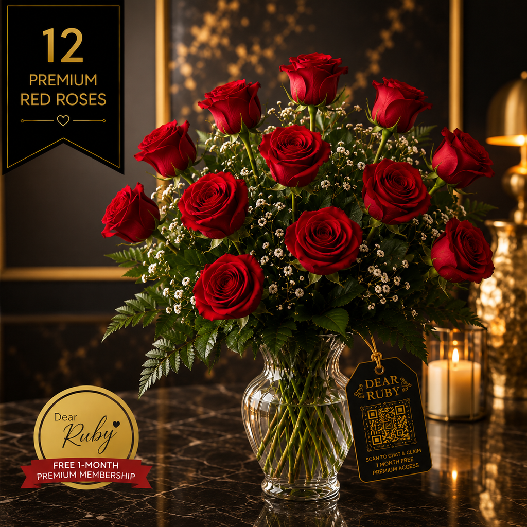 Ruby Monarch 12: Ravishing Red Roses | Vase