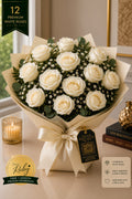 Ruby Heritage 12: Moonlight Alabaster Stems | Hand-Arranged Wrapped