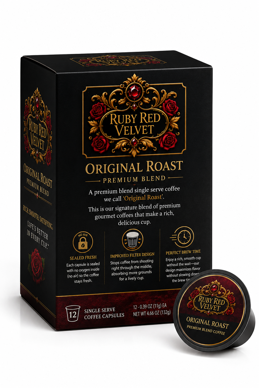 Original Roast Single-Serve Coffee Pods | 12 Pack Single Serve Coffee Capsules