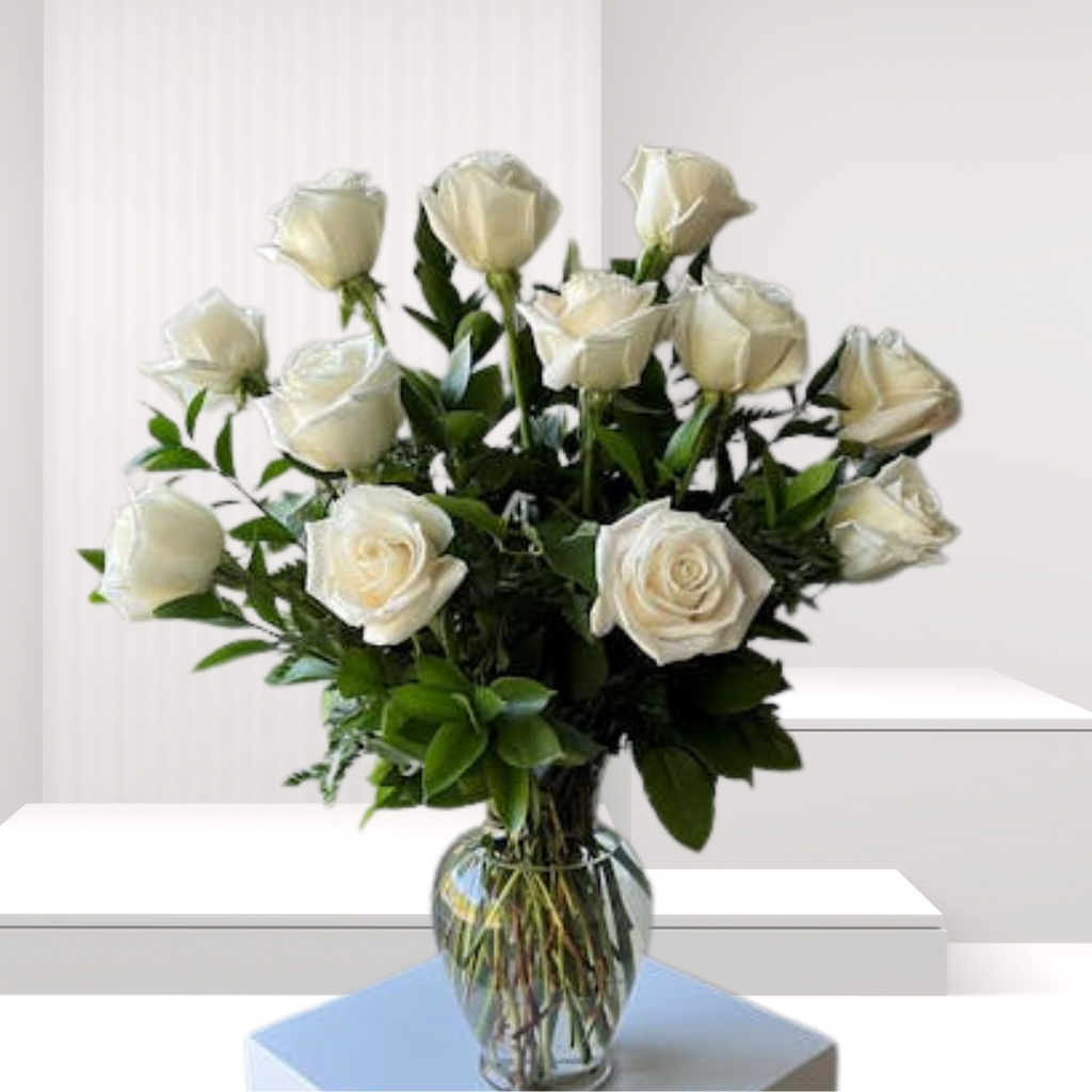 Ruby Heritage 12: Moonlight Alabaster Stems | Hand-Arranged Wrapped