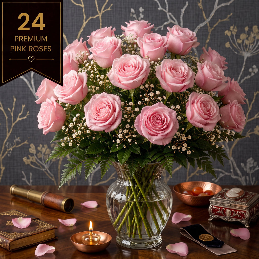 Ruby Signature 24: Petal Pink Roses | Hand-Wrapped