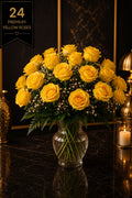 Ruby Marquis 24: Saffron Yellow Roses | Vase