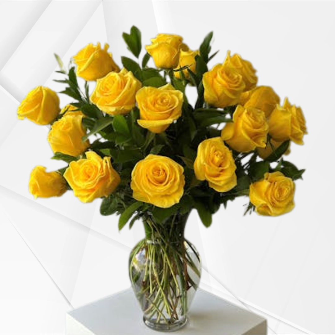 Ruby Marquis 24: Saffron Yellow Roses | Vase