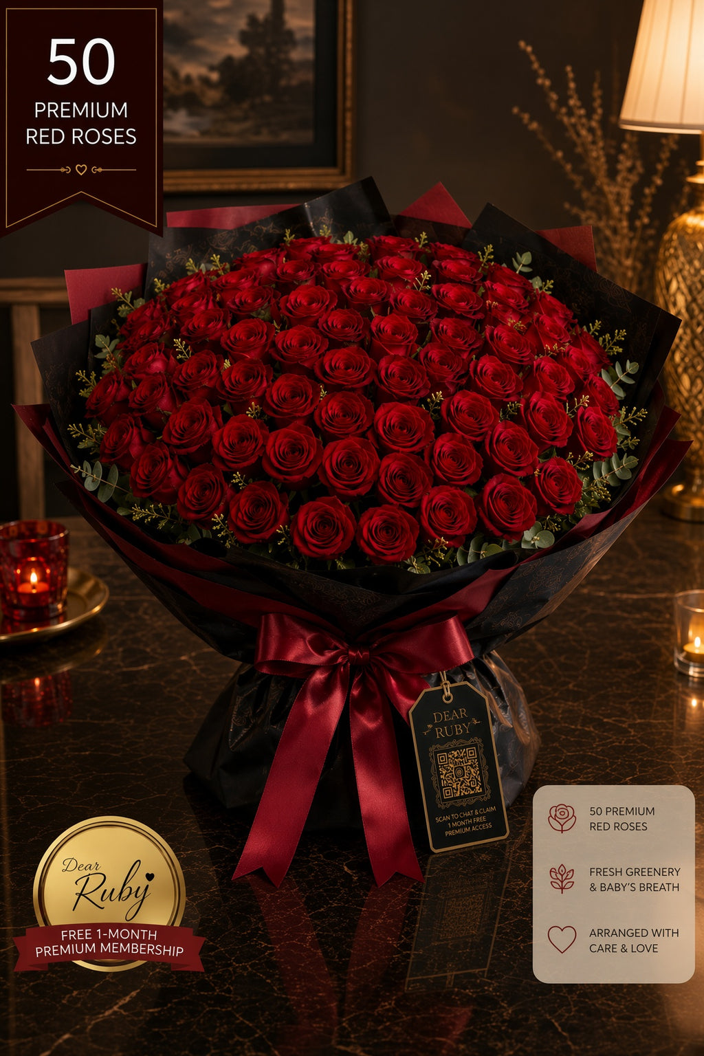 Ruby Grande 50: Red Roses Wrap