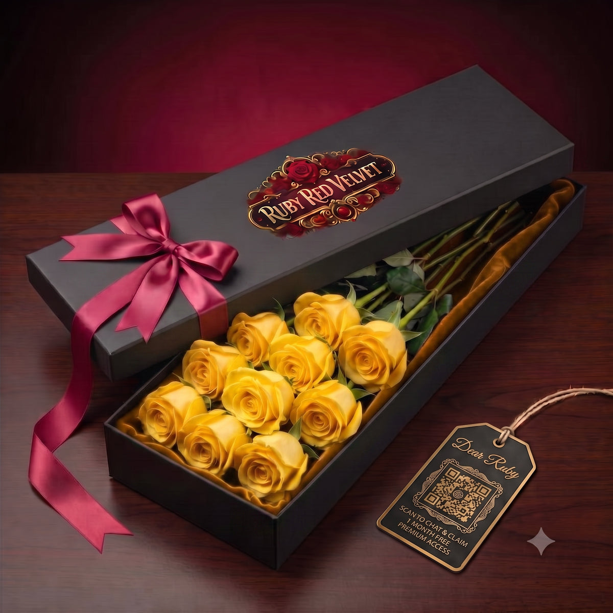 Ruby Reserve 12: Golden Amber Roses | Gift Box