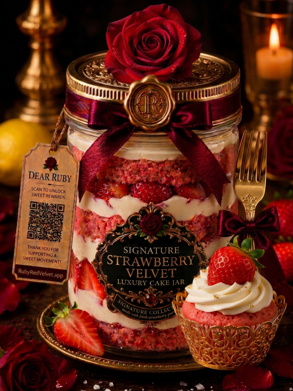 The Ruby Red Oven: Strawberry Rosé Luxury Cake Jar