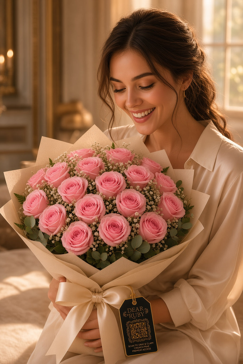 Ruby Signature 24: Petal Pink Roses | Hand-Wrapped